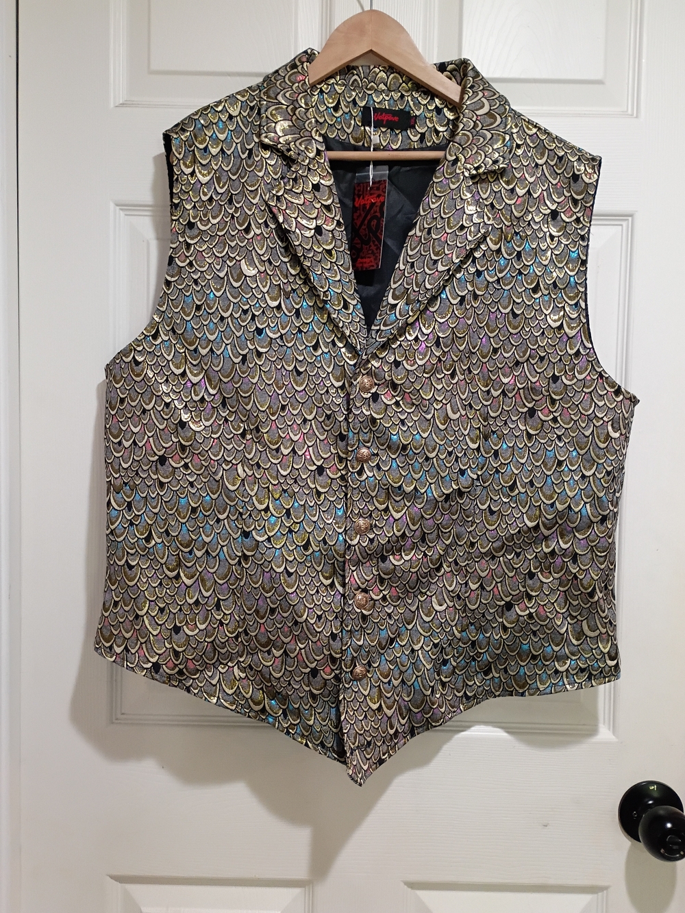 Nwt Vatpave Victorian Mens Steampunk Gothic Metallic Multicolored Vest Size 2XL